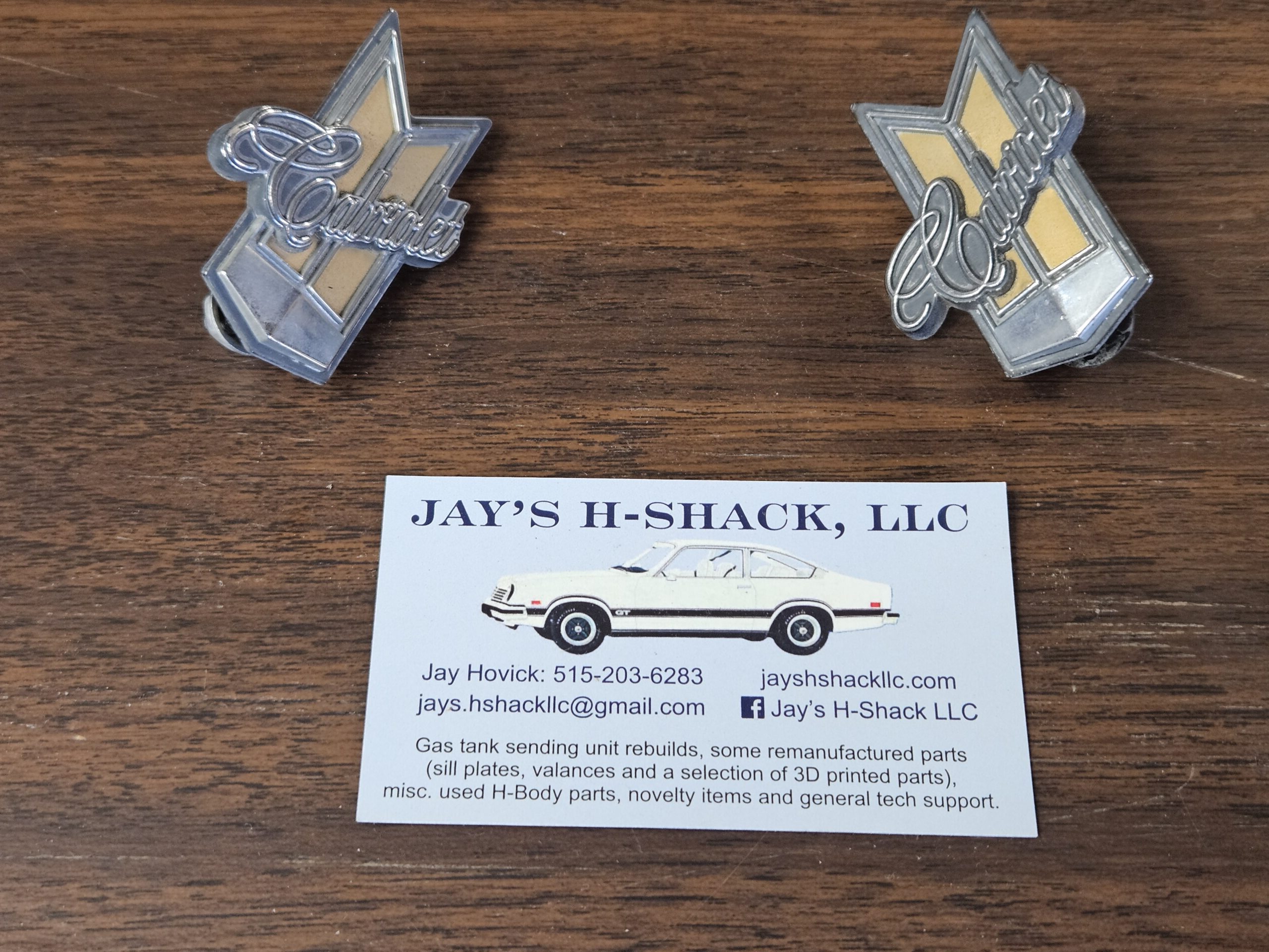 Cabriolet Badges off of a 76 Vega