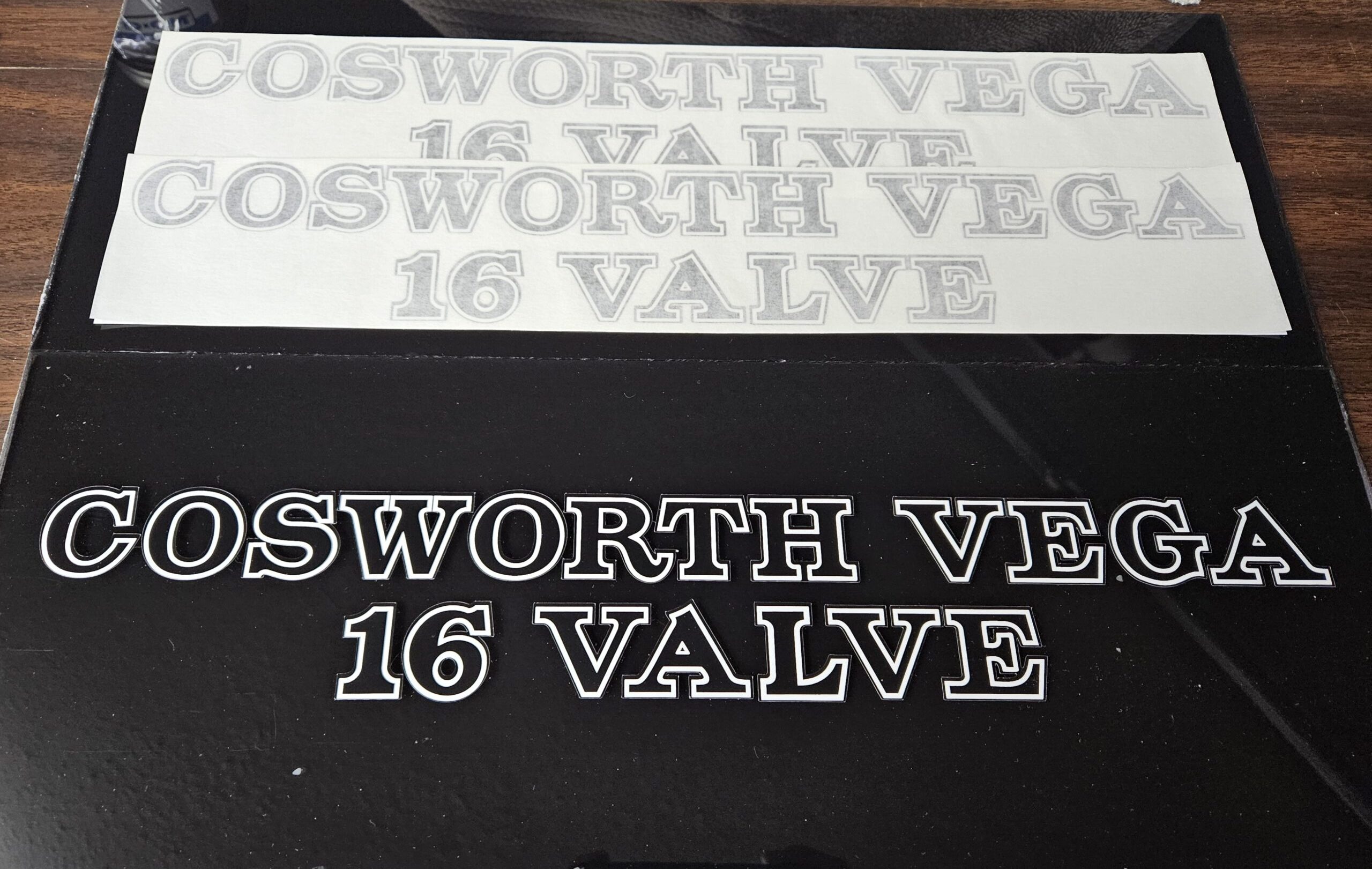 Cosworth Vega Decals (black), Reproduction of a 1980's set (includes 2 decals)