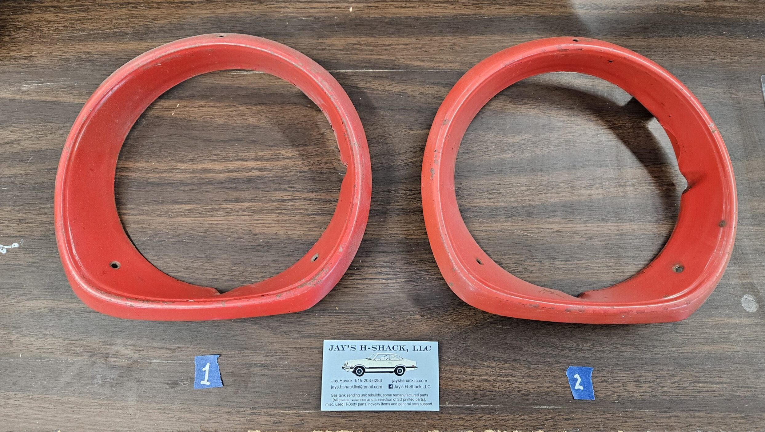 71-73 Vega Headlight Bezels Red (LW inventory)